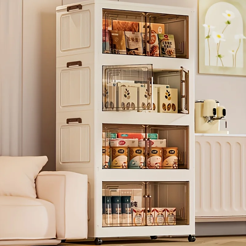 

3/4-Tier Foldable Storage Cabinet, Portable Wardrobe Organizer, Stackable Storage Drawers. For Bedroom, Living Rm, Office, Kitch