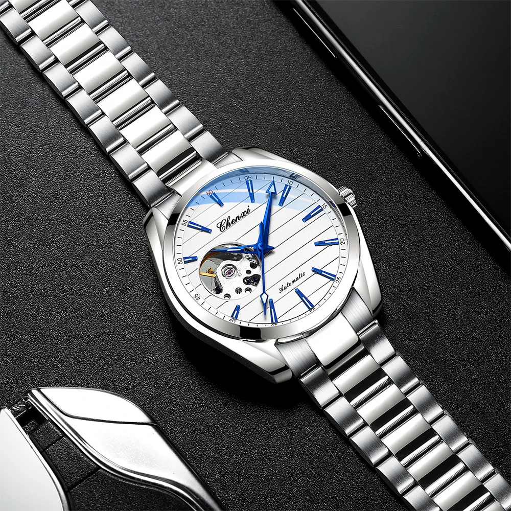 CHENXI Business Mechanical Men's Watch Fully Automatic Skeleton Round Dial Men's Wristwatch Luminous Waterproof Man Watch