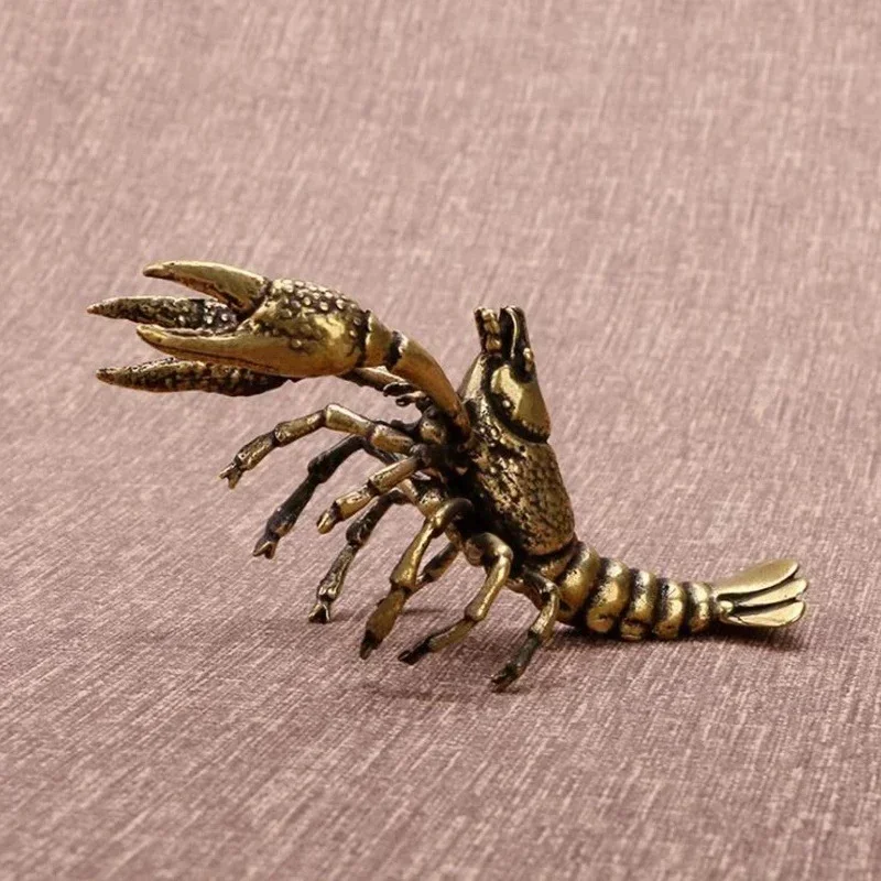 Antike Patina-Hummer-Skulptur aus massivem Messing, Kupfer, handgefertigtes Weihnachtsschmuck, vergoldetes Tier, Tee, Haustier, Sammlerstück – Detail 5