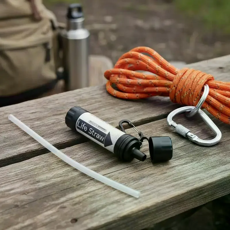 

Outdoor Personal Water Filtration Straw, Survival Emergency Set for Camping, Hiking & Climbing.