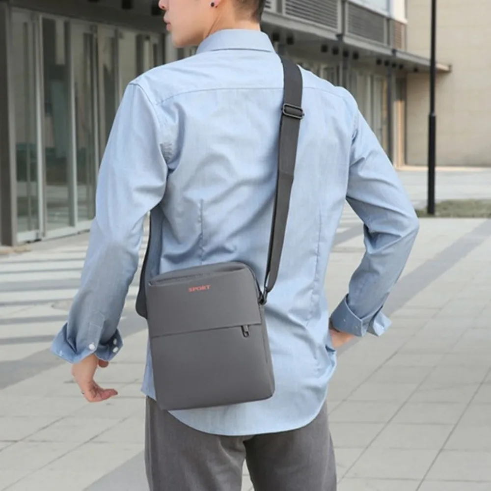 

Solid Color Men Crossbody Bag Lightweight Large Capacity Business Shoulder Bag Multi-function Waterproof Small Square Bag