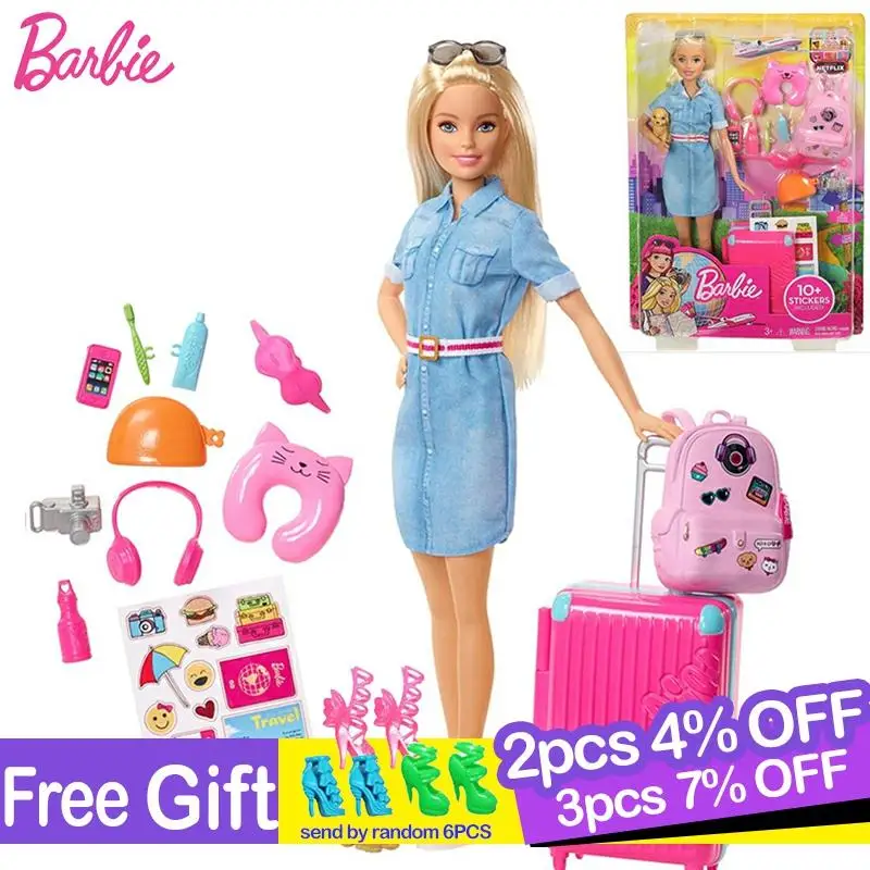 

Original Travel Barbie Doll With Clothes Accessories Brinquedos Barbie Toys For Children Juguetes Baby Toys For Girls Bonecas