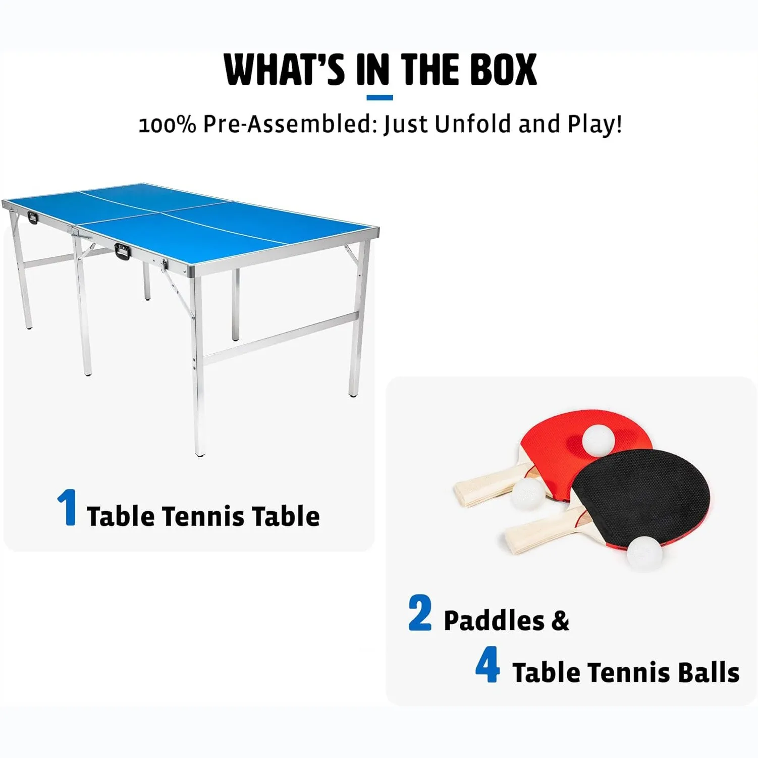 Mid-Size Table Tennis Game Set - Indoor/Outdoor Portable Table Tennis Game with Net, 2 Table Tennis Paddles and Balls