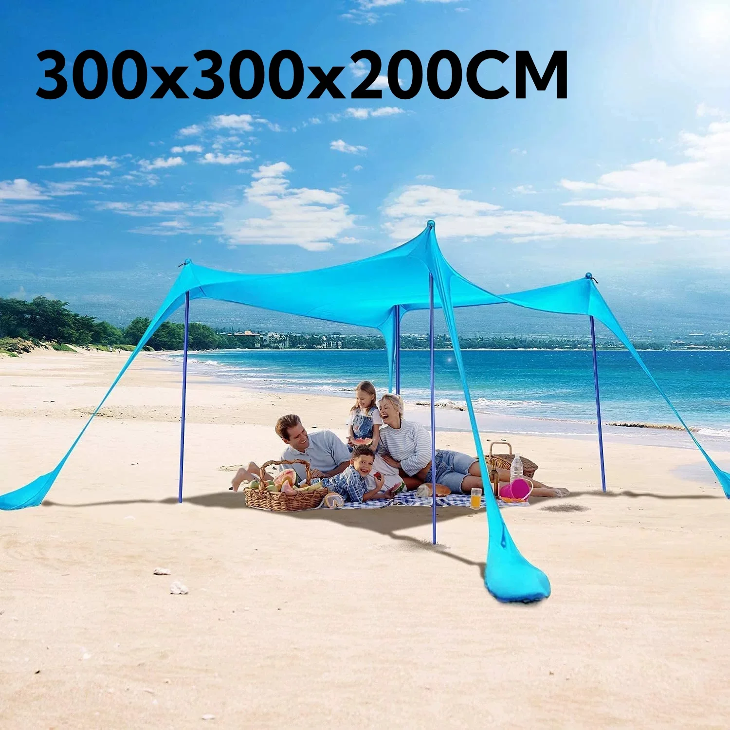 

300x300 Beach Tent Sunshade Large Awning Ultralight Sun Shelter for Sea Outdoor UV Resistant Patio Shade Camping Waterproof Tent