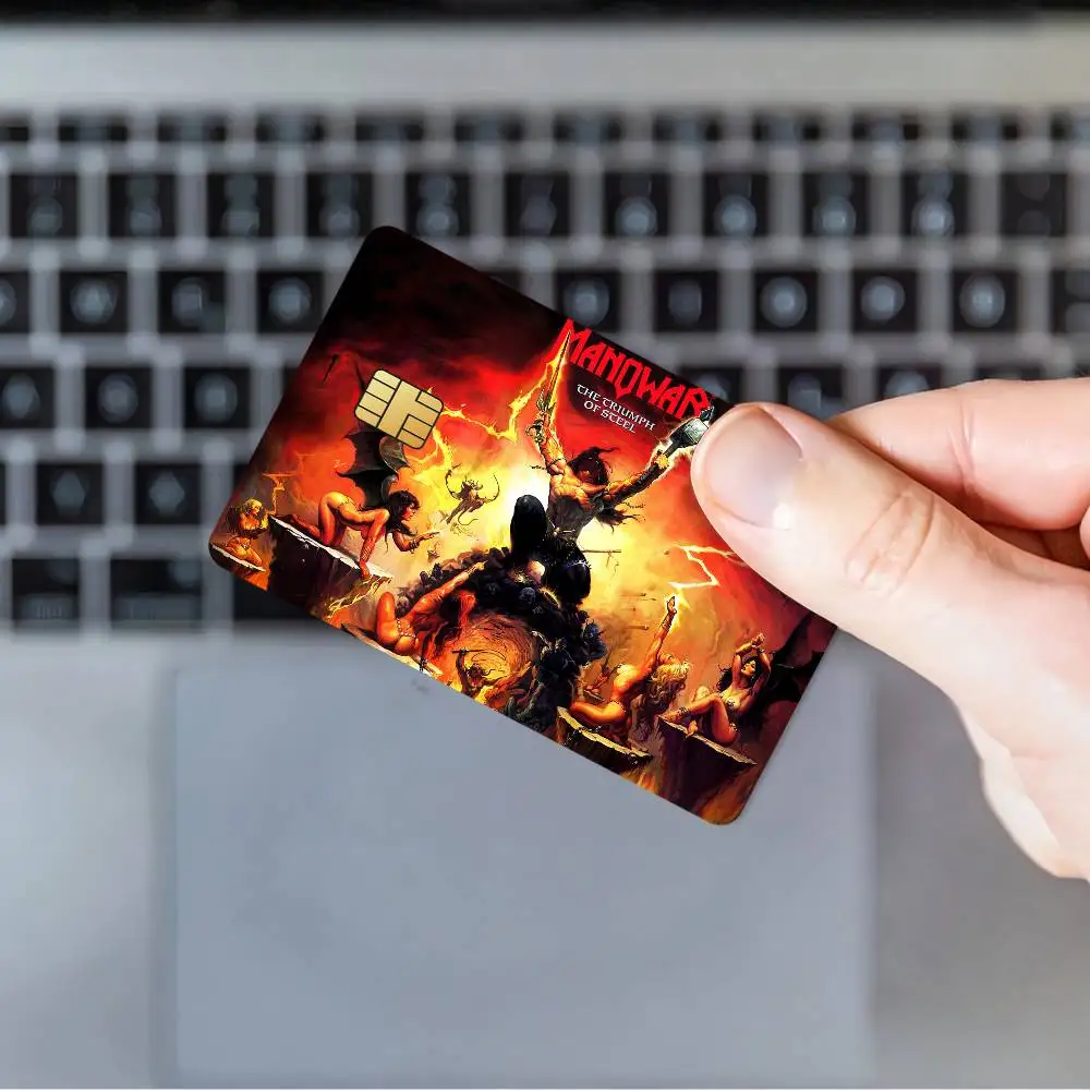 Band M-Manowars Metal Waterproof Film Skin Card Stickers Cover Credit 4PCS Debit Front Decoration Bank Bus Pass