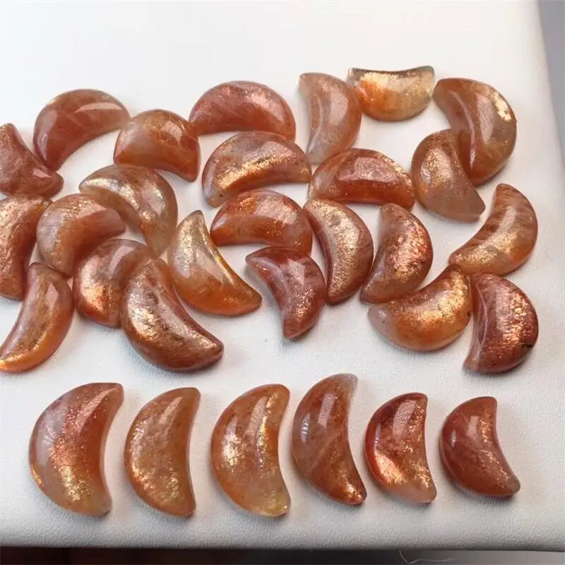 5PCS Natural Golden Sunstone Moon Carving Making For Pendant Earring Bracelet Jewelry Gift DIY Accessories 12-18MM