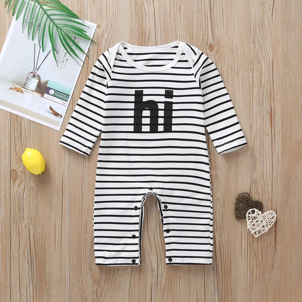 Baby Boy Romper Cotton Long Sleeve Jumpsuit Newborn Striped Print Baby Boy Clothes Infant