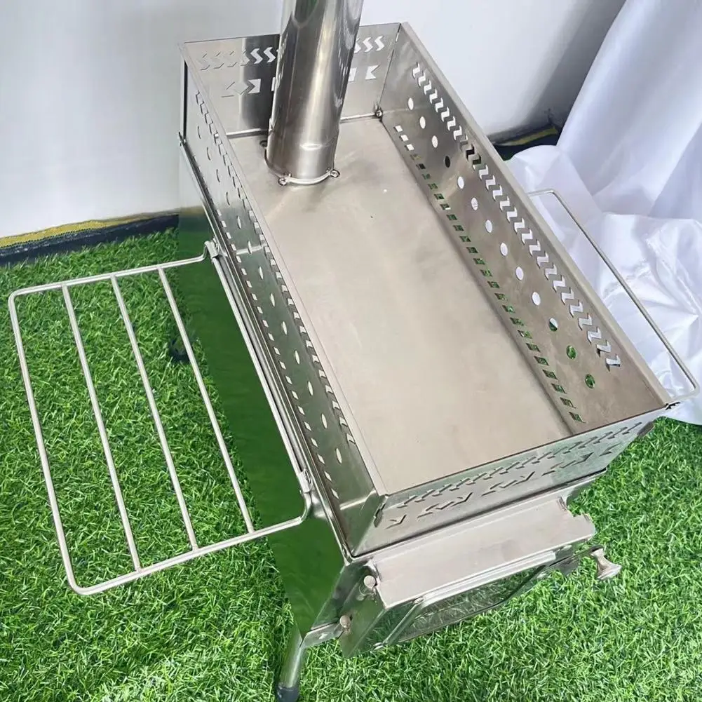 حامل حجر موقد خارجي قابل للطي ، سلة خشبية محمولة مقاومة للحرارة للتخييم ، سلة حريق فحم للشواء للنزهات