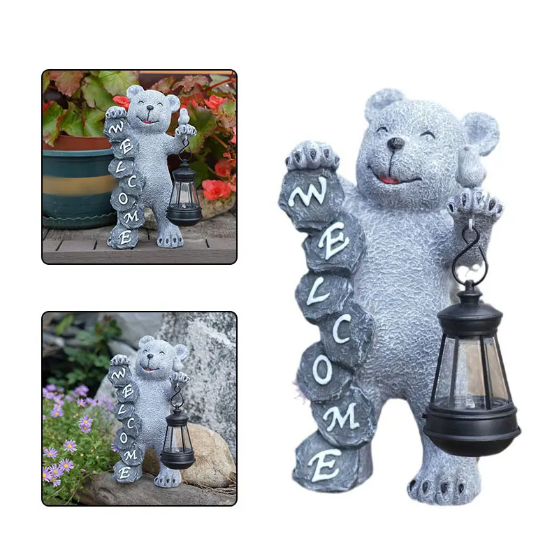 Solar Outdoor Courtyard Light Ornament Viewing Lamp Decoration Resin 10.5*20cm Cute Scene Layout Ornament Landscape Farm