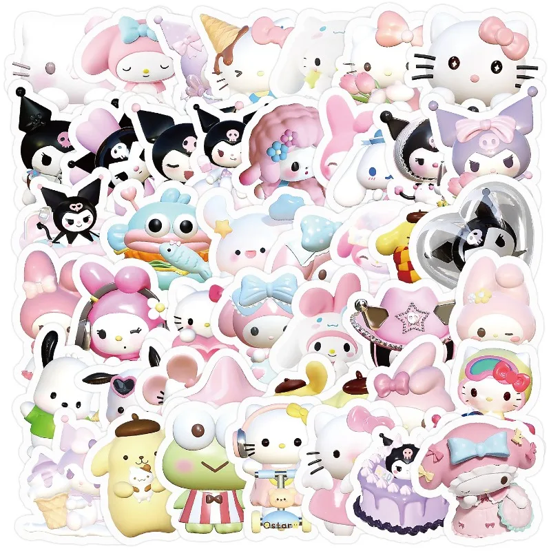 

10/30/50pcs Kawaii Sanrio Stickers Aesthetic Hello Kitty Kuromi My Melody Cartoon Decals Toys Cute Decorative Stationery Phone