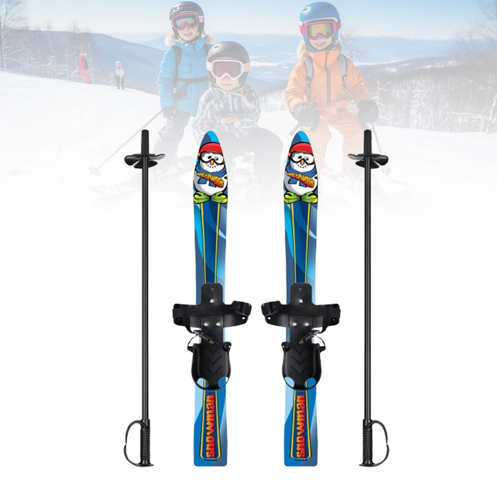 Short Skis Skiblades with Ski Poles Winter Equipment Snowboard with Bindings Ice for OutdooWinter Sports Snow Ice Skiing