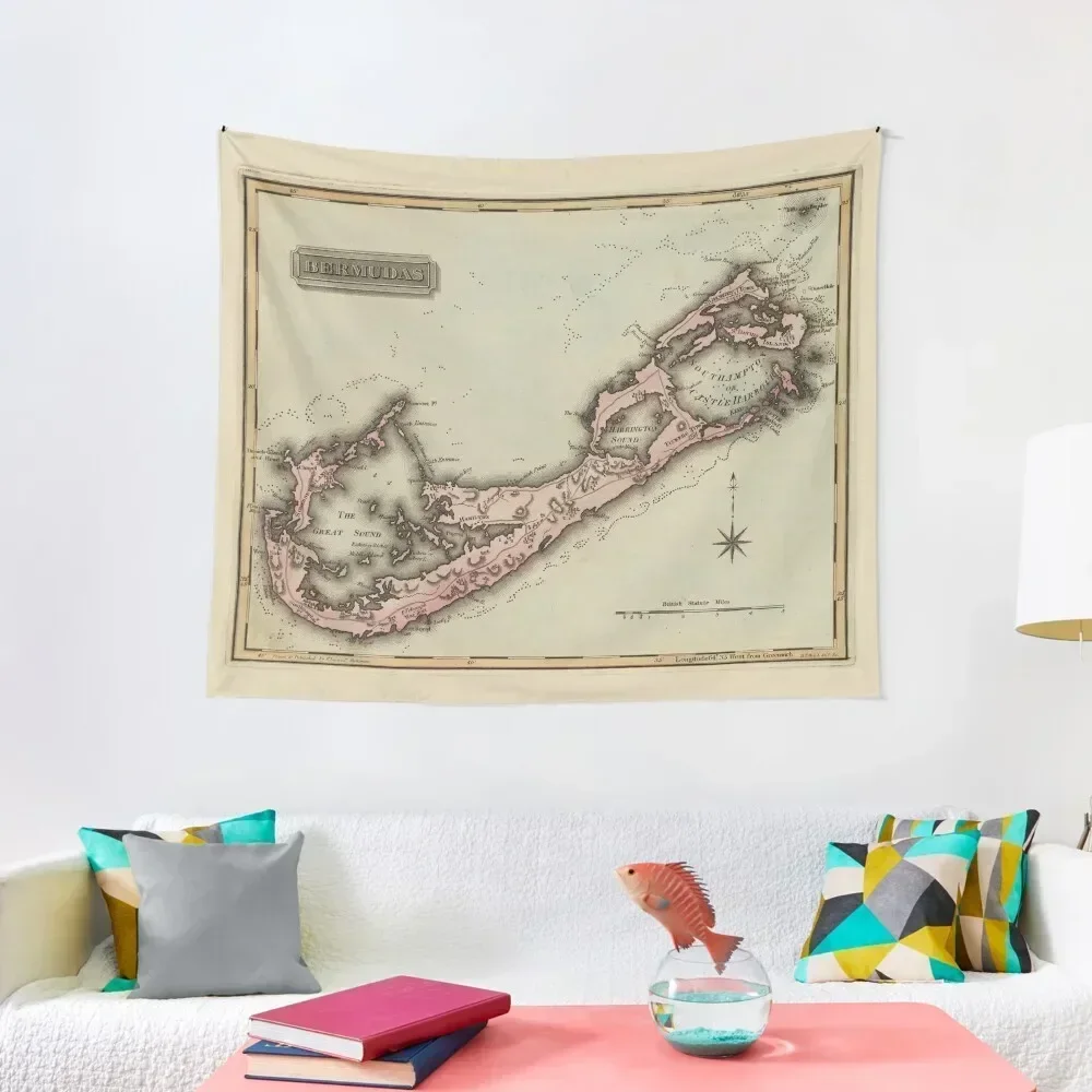 Vintage Map of Bermuda (1823) Tapestry Things To The Room Room Aesthetic Aesthetic Room Decor Tapestry