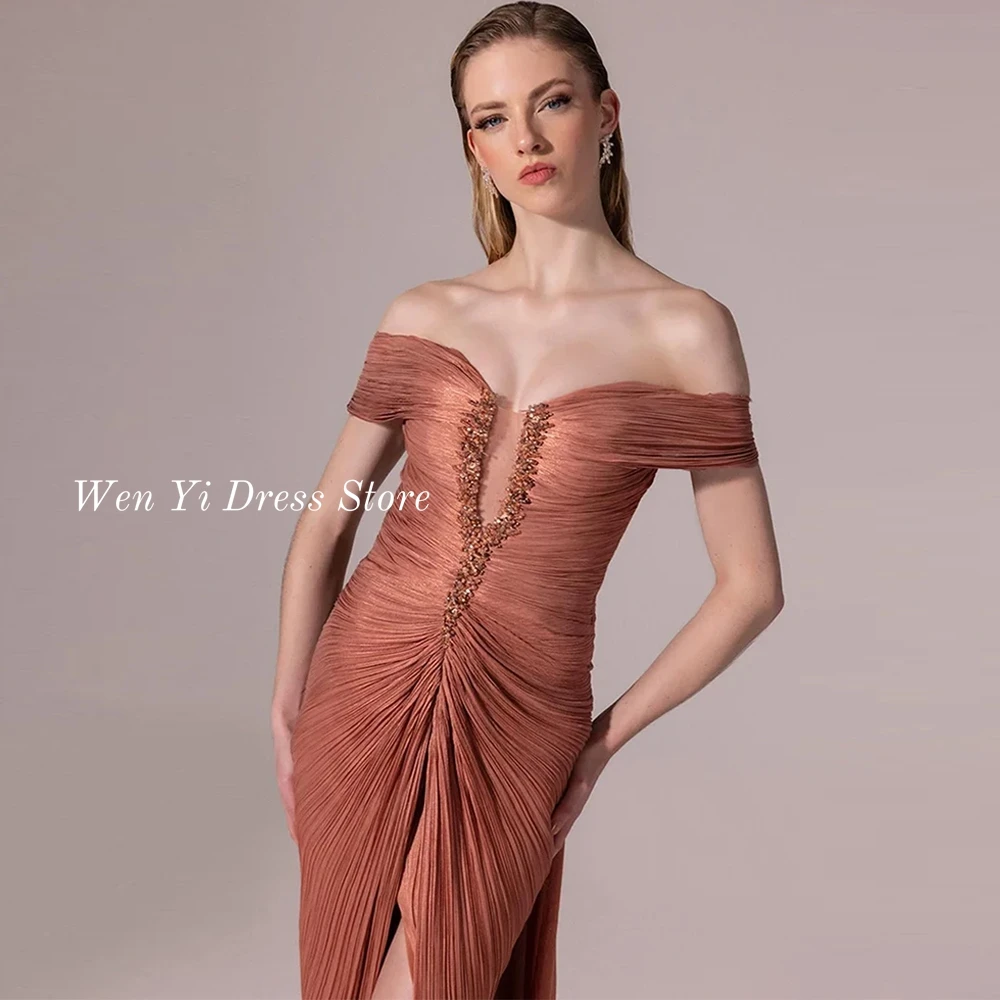 Fashion Lace Up Back Party Gowns Customized Evening Dresses High Quality Off the Shoulder Front Slit Homecoming Dresses image 6