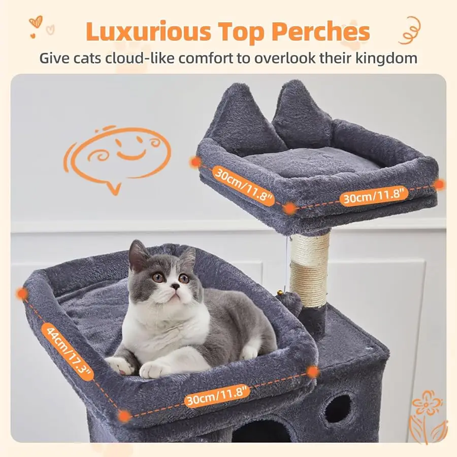 شجرة القطط Taoqimiao مقاس 71 بوصة، برج القطط للقطط الداخلية الكبيرة للبالغين، شقة قطط كبيرة متعددة المستويات، 8 أعمدة خدش من السيزال، معدنية