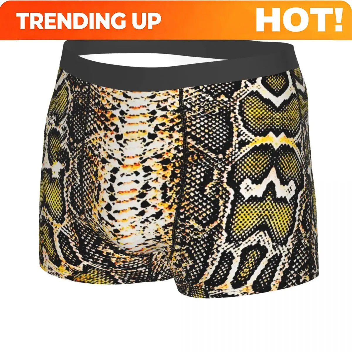 Custom Snake Skin Print Underwear Men Stretch Snakeskin Animal Texture Boxer Briefs Shorts Panties Soft Underpants