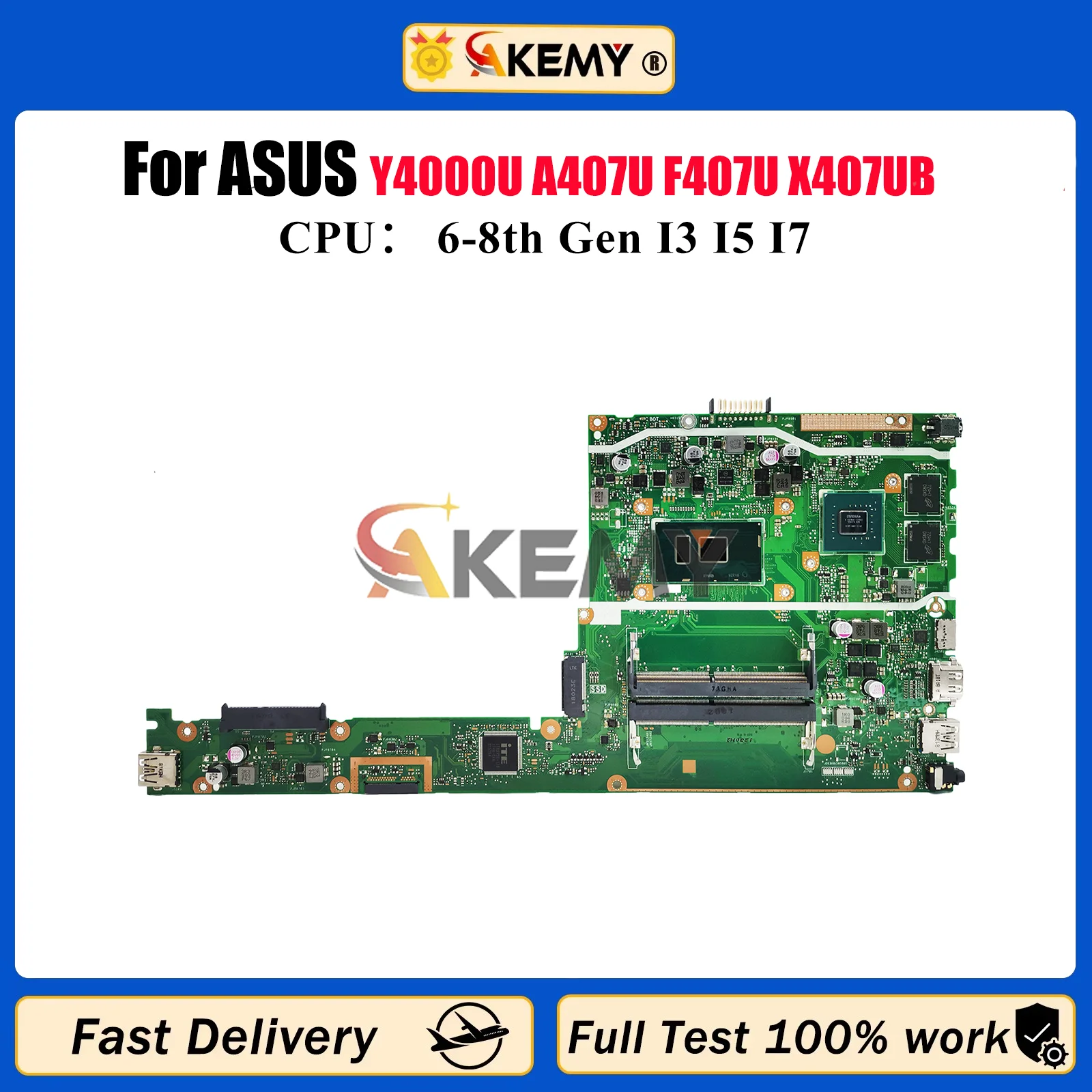 

X407UB Материнская плата для ноутбука ASUS VivoBook X407U Y4000U A407U F407U X407UB X407UAR X407UBR X407UF X407UV Материнская плата I3 I5 I7 CPU