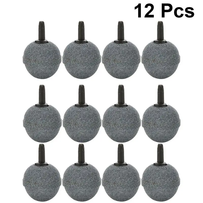 12Pcs 20 x20mm Aquarium Durable Round Air Stone Mineral Bubble Diffuser Airstones for Aquarium Fish Tank Pump and Hydroponics