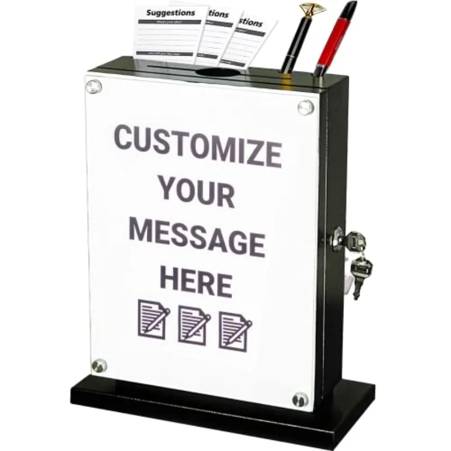 

Large Suggestion Box With Slot and Lock - Metal Wall Mounted Ballot Box Donation Case Safe Lock Tip Jar For Fundraising Hotel B