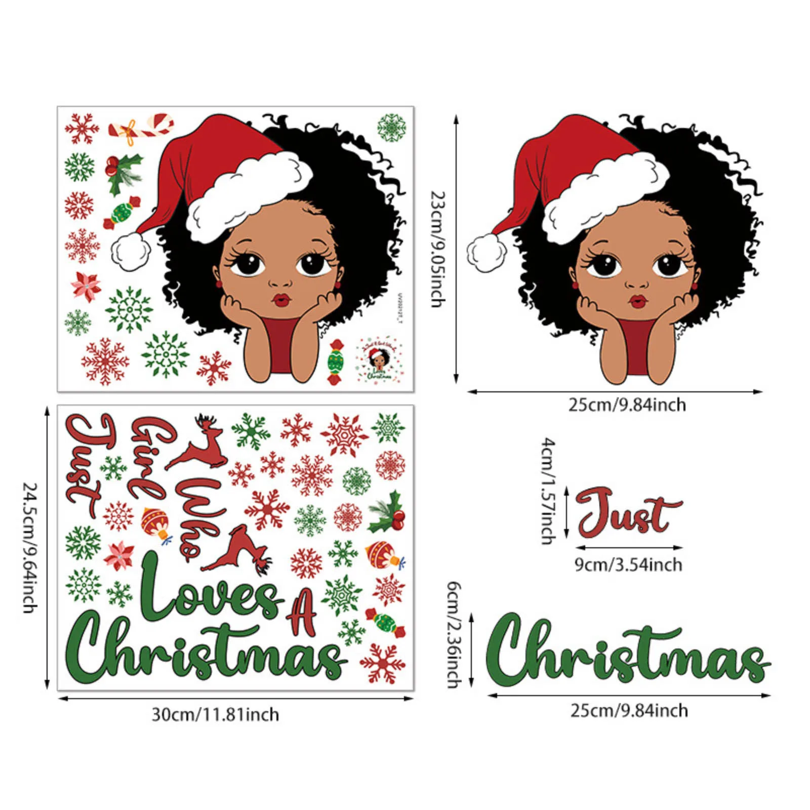 عيد الميلاد نافذة ملصق فتاة بولي كلوريد الفينيل ملصقات ذاتية اللصق جو احتفالي ديكور ندفة الثلج نافذة ملصق