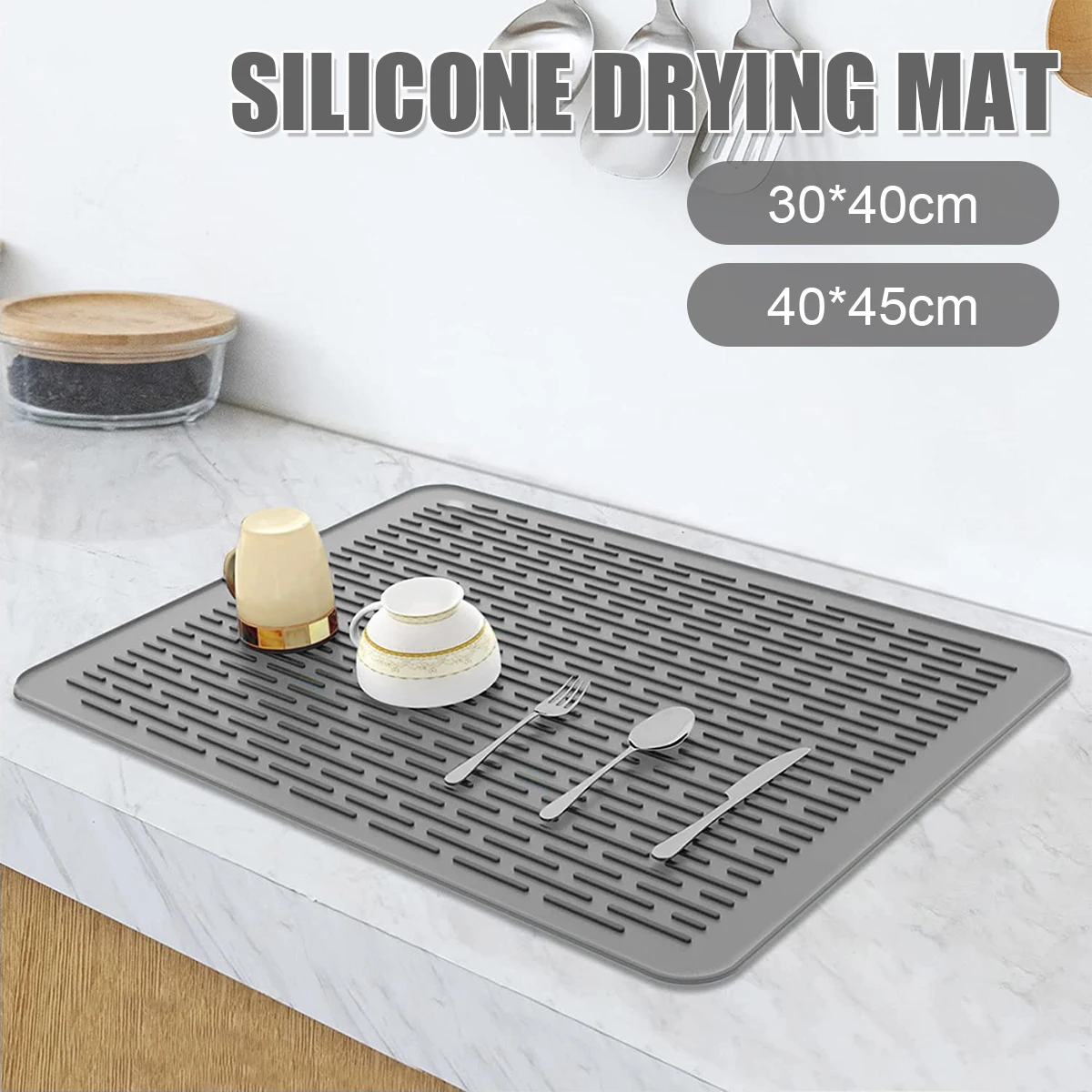 Silicone Dish Drying Mat Non-Slip Dish Drainer Mat for Sink Heat-resistant Pot Dish Cup Pad Easy To Clean for Kitchen Counter