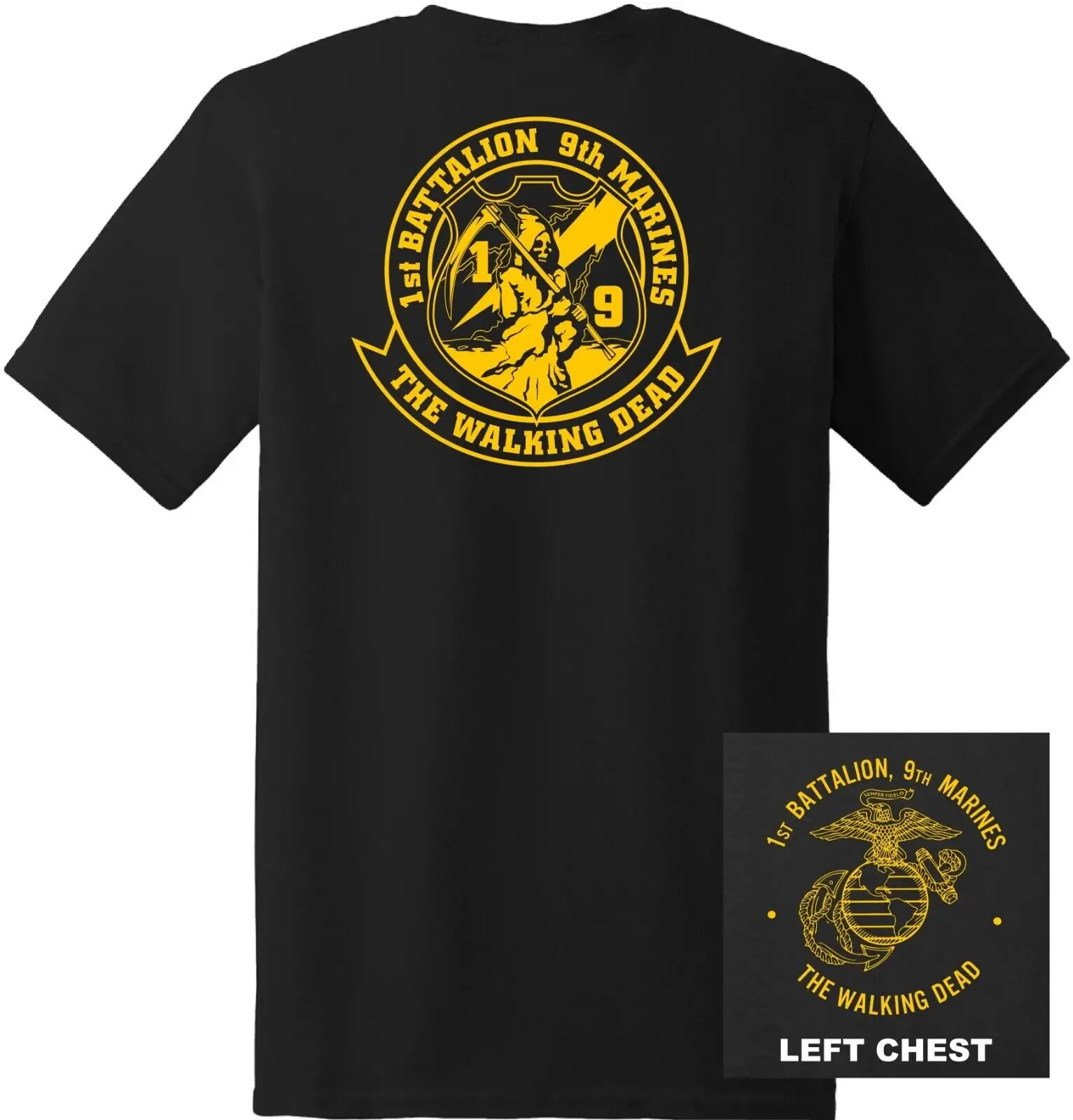 US Marine Corps 1st Battalion 9th Marines Regiment T-Shirt 100% Cotton O-Neck Short Sleeve Summer Casual Mens T-shirt Size S-3XL