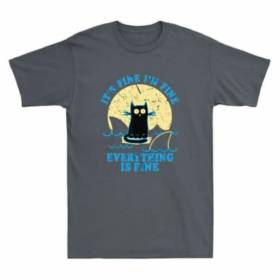 Het Is Prima, Ik Ben In Orde, Het Is Prima Grappige Haai Cat Meme Vintage Heren T-Shirt
