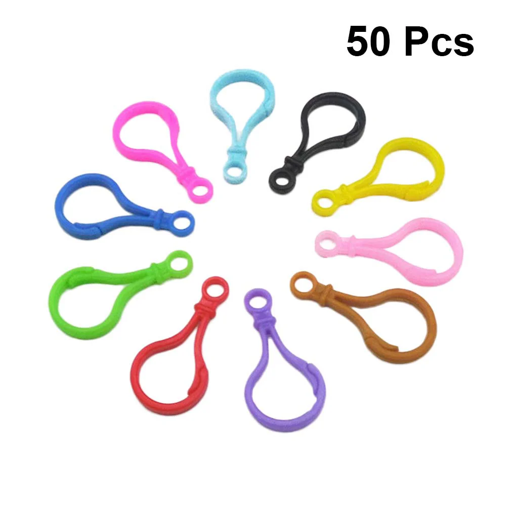 100PCS Candy Color Acrylic Clasps Hook Bulb Buckle Clips Keyring Buckle Accessories for Backpack Pendant DIY Handwork (Random Co