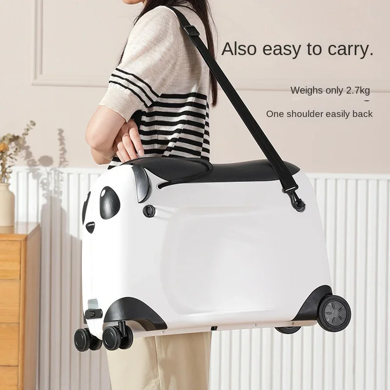 Children's trolley luggage, cartoon cute tide, walking baby can ride, children boarding luggage, stroller, lazy baby travel bag