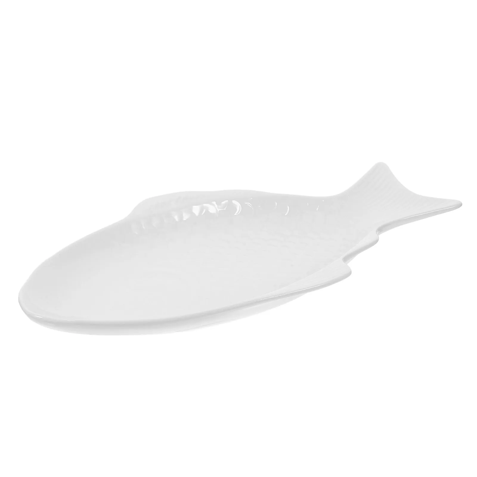 Creative Ceramic Fish Shaped Plate White 13 Inches Snack Storage Serving Platter for Restaurant Home Wedding Party