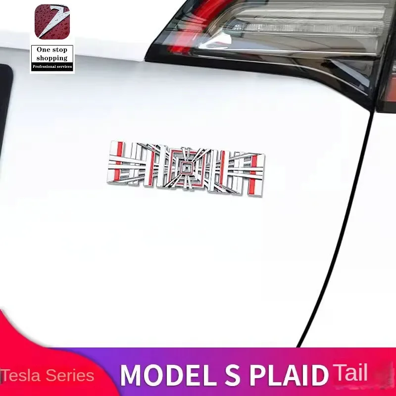 Tesla Model 3/Y/S/X rear end metal logo PLAID modification 3D sports version three-dimensional logo new car exterior labeling