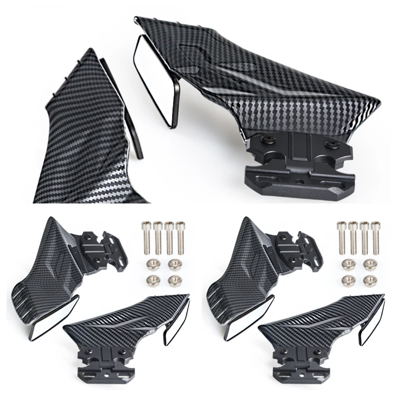 

Universal Motorcycle Modified Parts ABS Material Adjustable Side Mirror Sports Bicycles Carbon Fiber Fixed Wing Rearview Mirrors