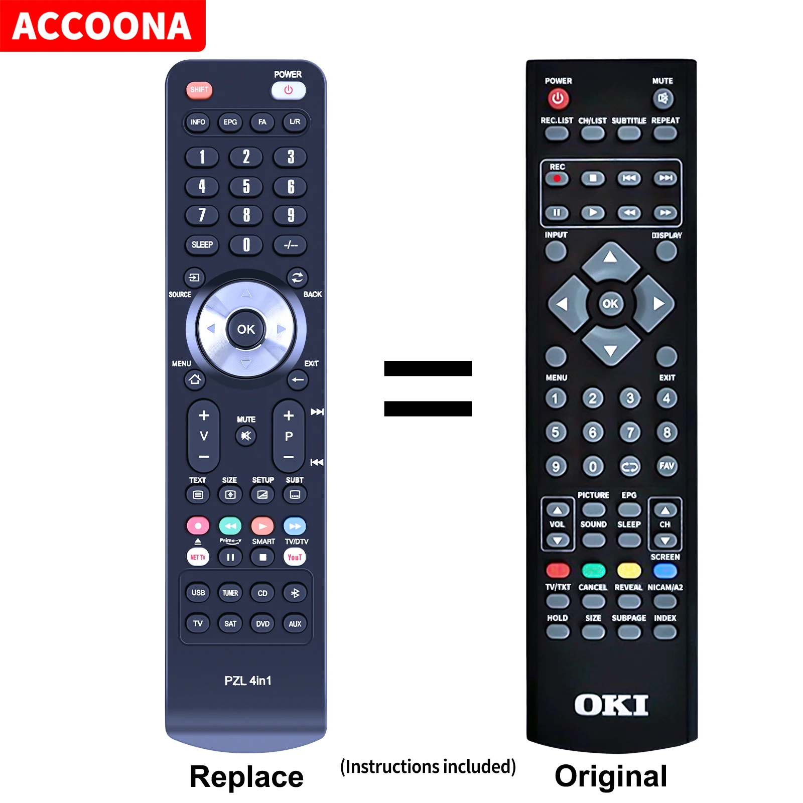 Remote control for CONIA Curtis OKI V32N-FHTUV LCD-3957UK TV