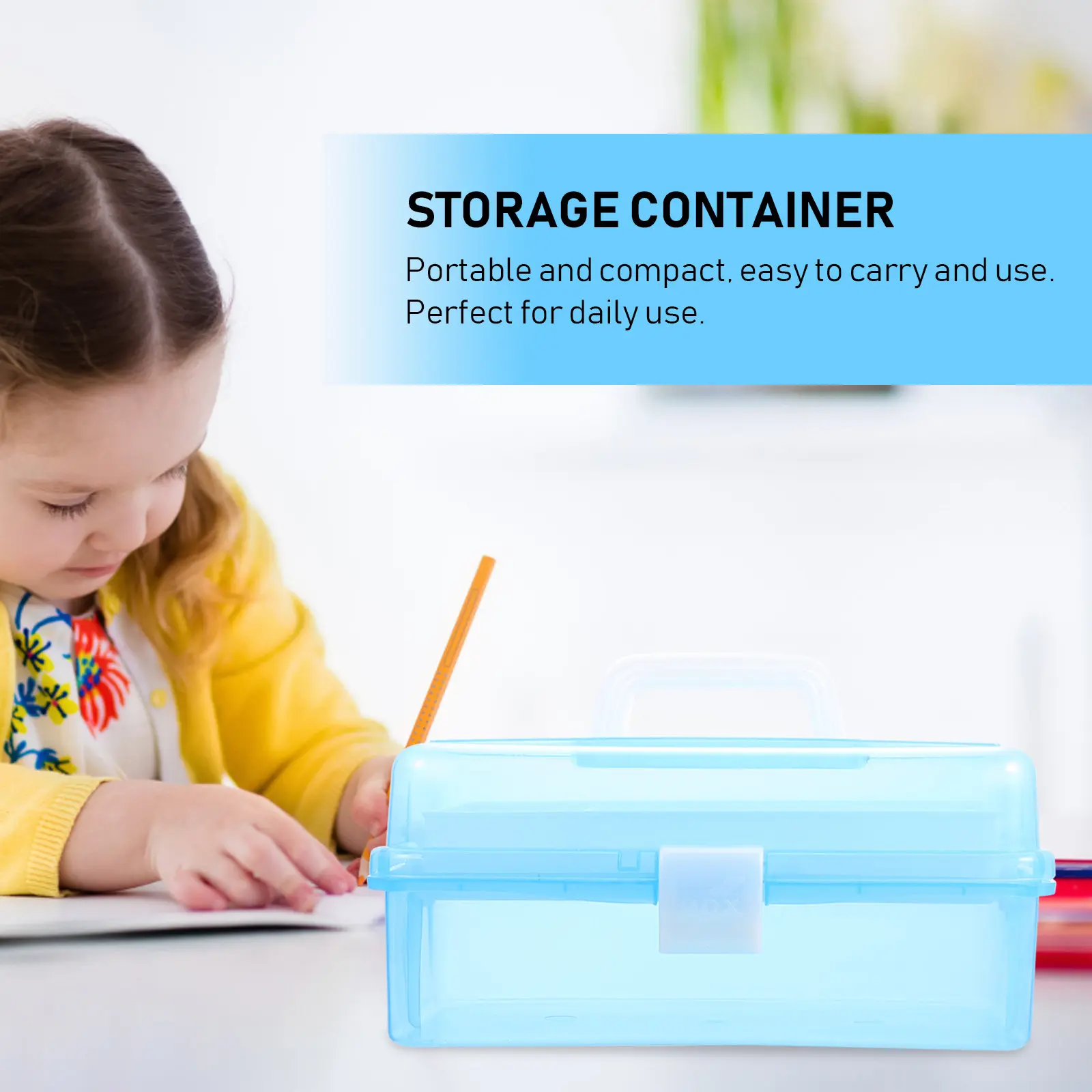 

1Pcs 3-Layer Portable Storage Box Heavy Duty Plastic Tool Box for Home Workshop Garage Painting Tools Organization Compact