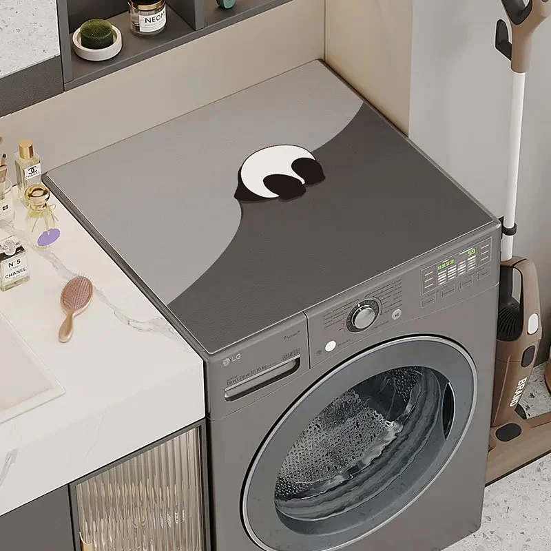 VIKAMA Cute Hiding Panda Pattern Washing Machine Top Mat Waterproof Non-slip Dustproof Anti-scratch Laundry Protective Pad