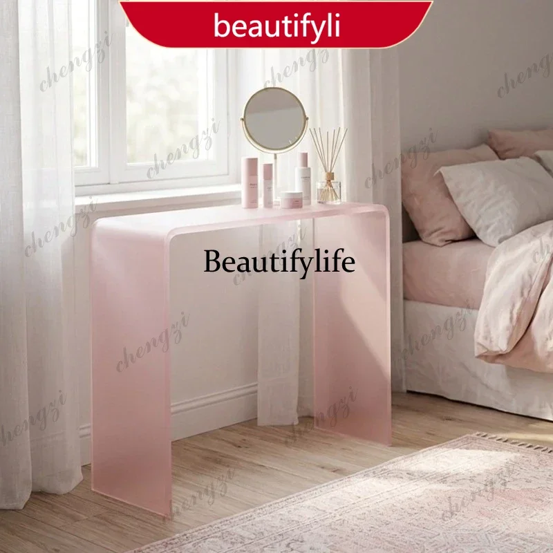 smt45 Pink acrylic desk simple suspension high-end porch table household bedroom desk