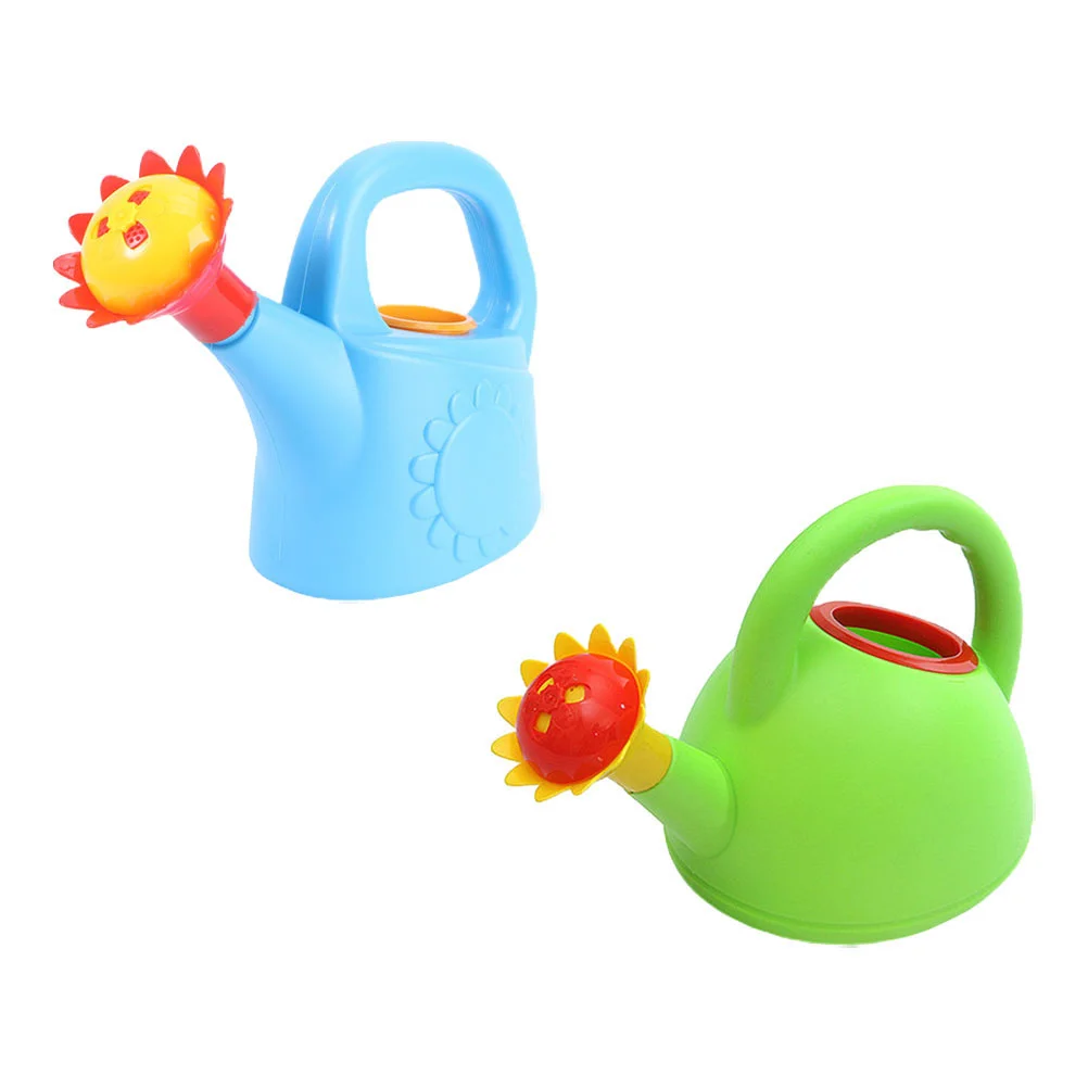 2 Pcs Watering Can Plastic Device Garden Supply Toys Sunflower Pot Animal Kettle Sprinkler Seaside Childrens