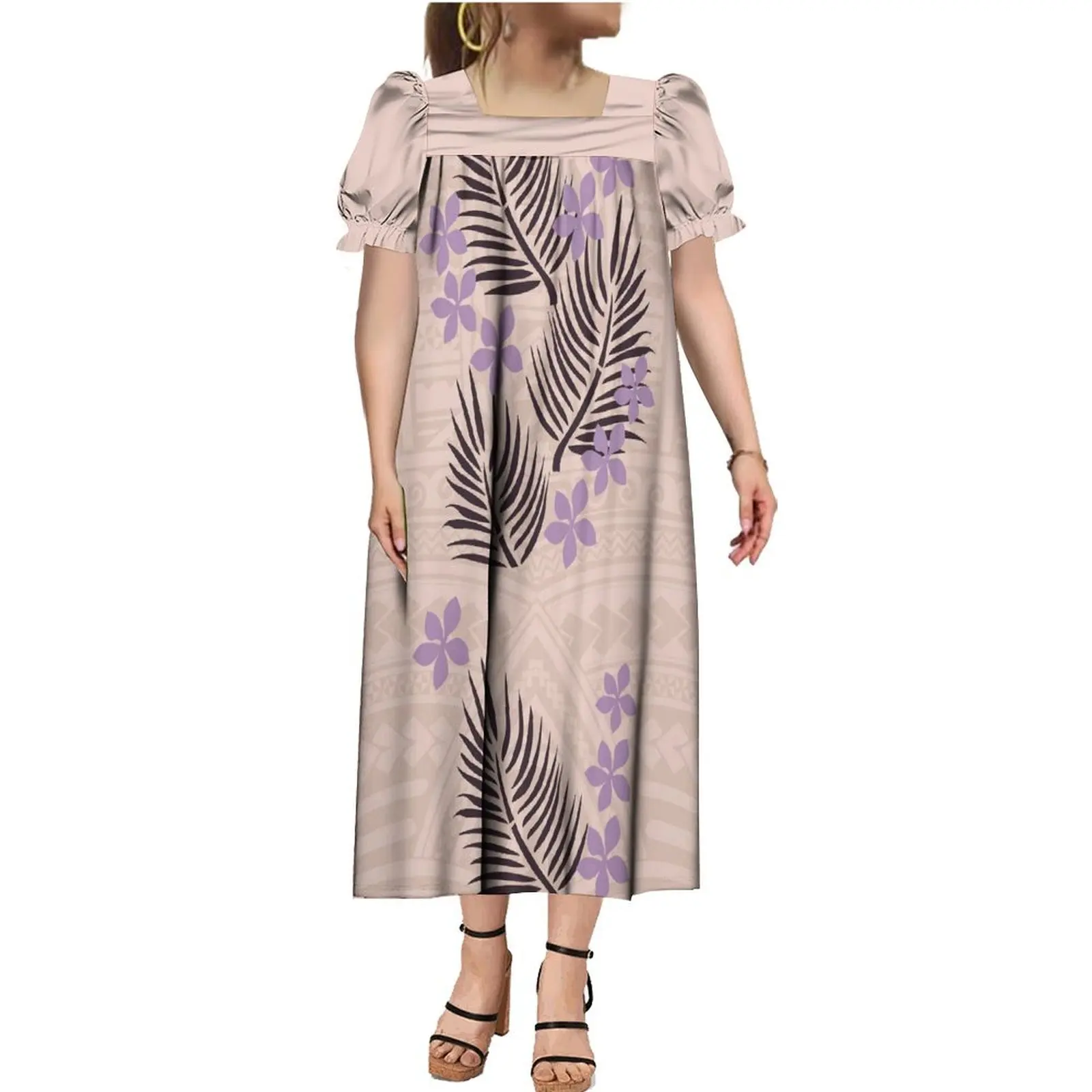 Samoa Women Midi Dress Polynesian Long Dress Customized MUMU Micronesia Style Design Hawaii Seaside Gowns Banquet