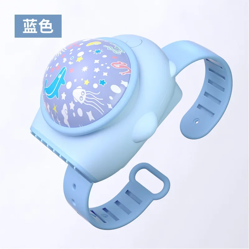 2024 New Creative New Star Projection Watch Fan Portable Children Cartoon Wrist Fan Personality Student Children Gift Wholesale