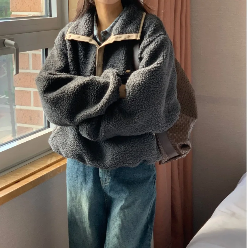 سترة نسائية كبيرة الحجم Fce Jaet دافئة متعددة الاستخدامات غير رسمية Sle Dongdaemun Ins خريف شتاء جديد وصول ملابس الشارع #4