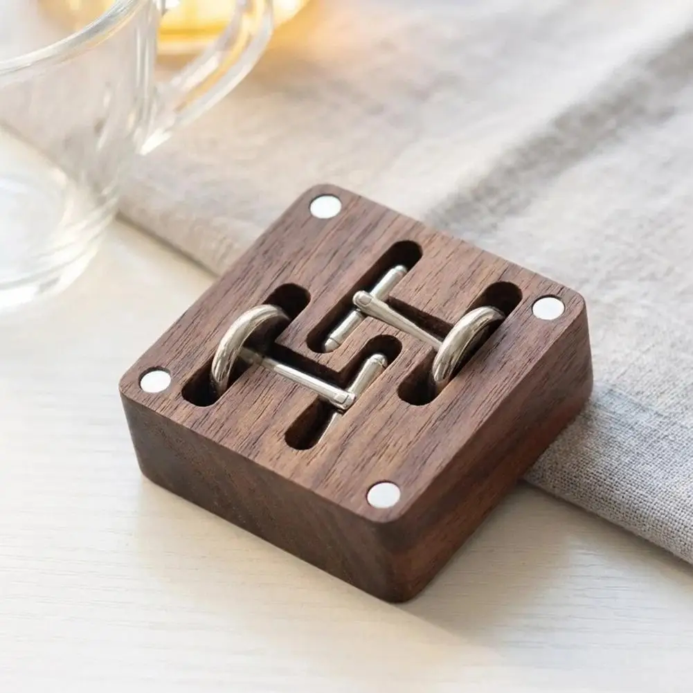 Walnut Cufflink Box Solid Wood Magnetic Closure Storage Case for Men Small Jewelry Organizer for Rings Necklace Gift Box for Men