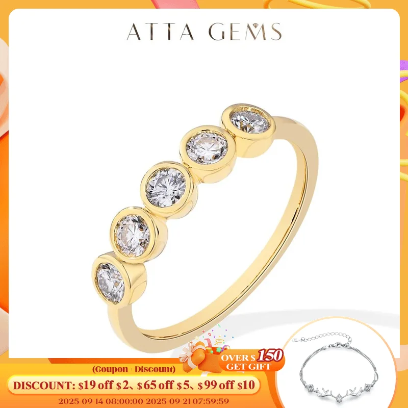 

ATTAGEMS Moissanite Ring DVVS1 Diamond Round Cut 0.5CT for Women Solid 18K 14K 10K Gold Engagement Wedding Band Fine Jewely Gift