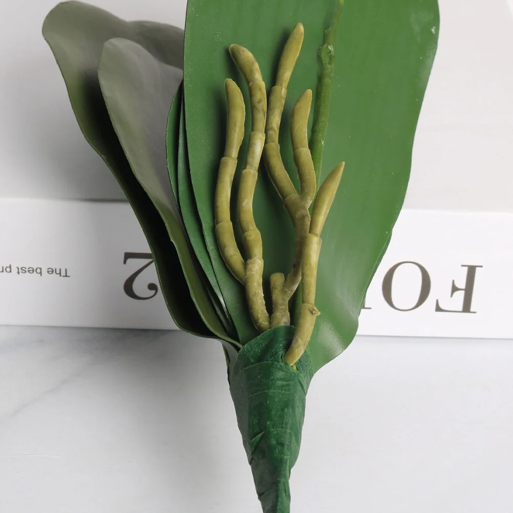 

3Pcs Simulation Artificial Phalaenopsis Orchid Leaves Natural Look Green Plants Decoration for Home Office Bedroom Garden