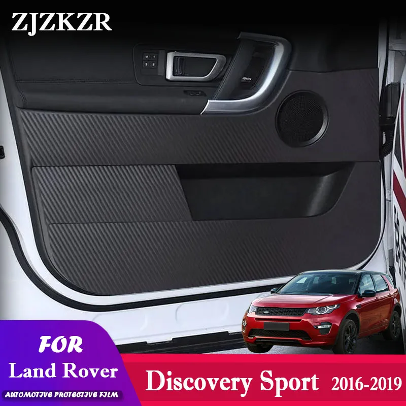 Car Inner Door Protector Mat Carbon Fiber Texture Stickers For Land Rover Discovery Sport 2016 - 2019 Accessories Anti-Dirty