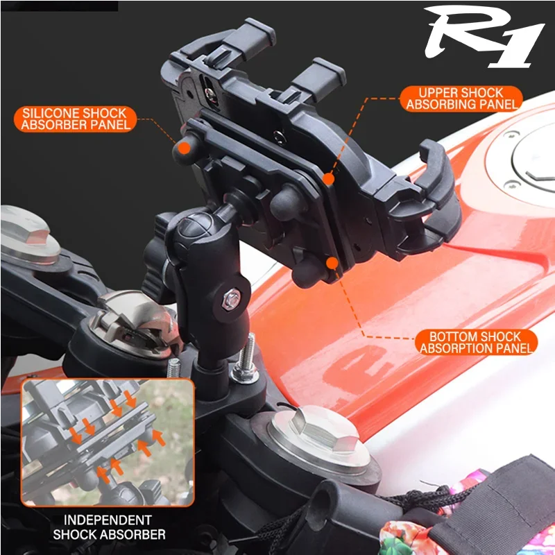 GPS Motorcycle Phone Shock Absorbing Alloy Navigation Bracket For Yamaha YZFR1 YZF R1/R1M/R1S 2014  2025 LOGO