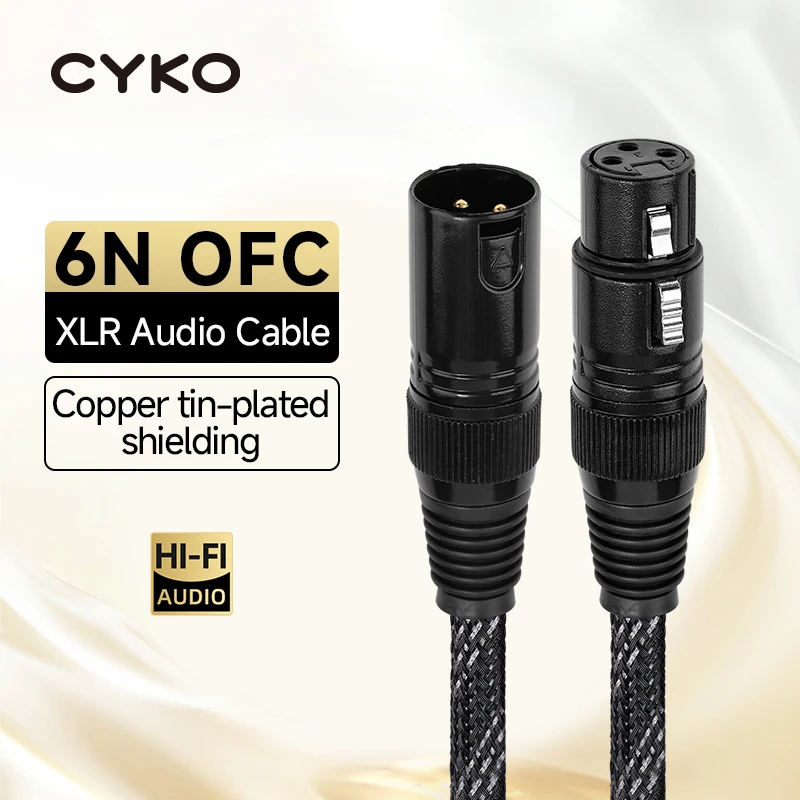 كابل صوت CYKO XLR hifi 6N OFC ستيريو ذكر إلى أنثى كابل متوازن لبطاقة الصوت لمكبر الصوت الخلاط