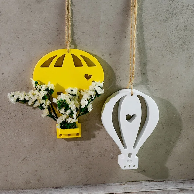Romantic Hot Air Balloon Flower Arrangement Ornament Silicone Mold for DIY Gypsum Handmade Pendant Resin Handicrafts Decoration