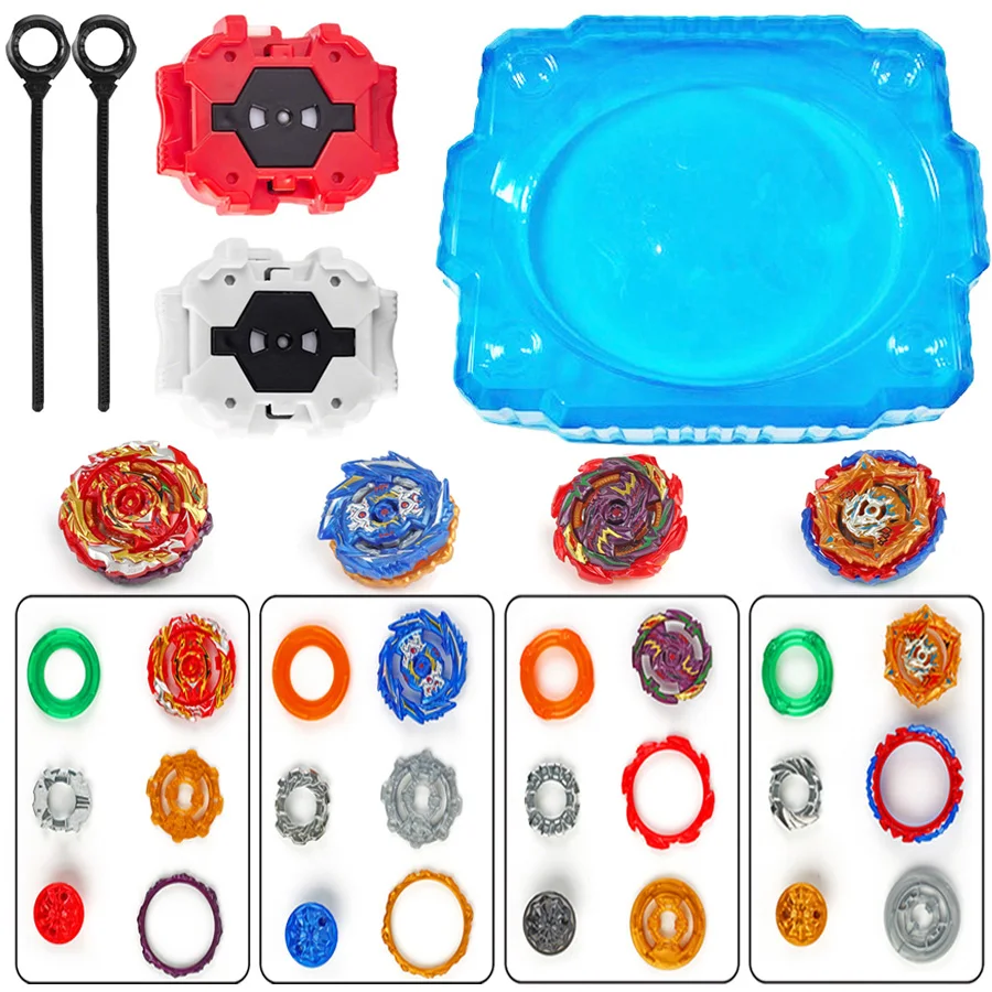 

Набор высокоскоростных игр с гироскопом — 4 гироскопа, двойные пусковые установки с тяговой веревкой, боевая арена — идеально подходят в качестве подарка на праздник и день рождения