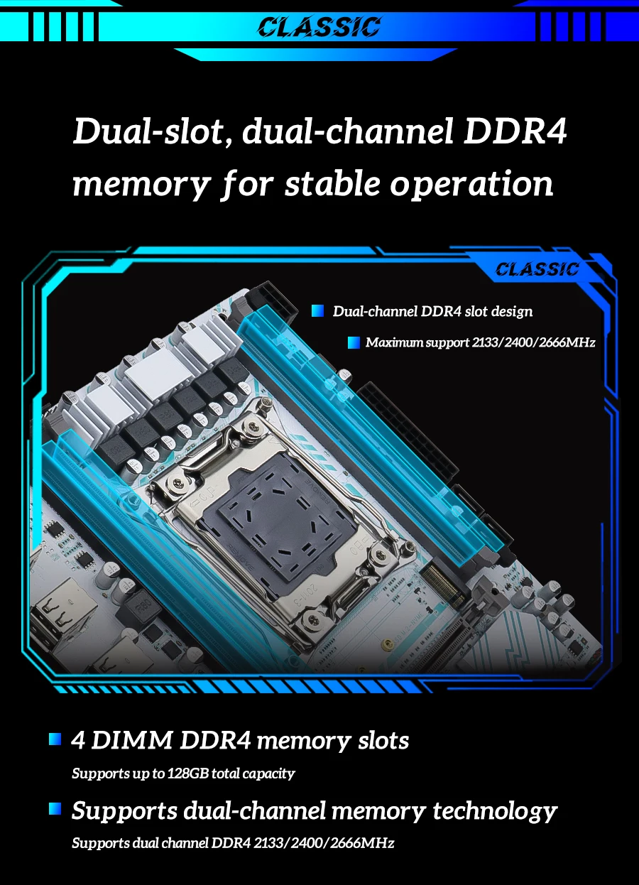 SOYO X99 Gaming Motherboard Set with Intel Xeon E5 2680 V4 CPU& DDR4 8G*1 2133MHz Dual Channel ECC RAM M.2 NVME for Desktop PC view 4