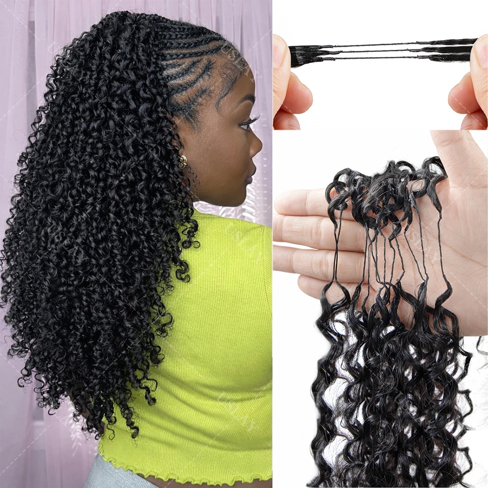 Cabelo Humano Cacheado Kinky para Crochê, Extensões de Cabelo Cacheado Pré-Separadas Sem Nós, Cabelo Humano Cacheado com Nós Invisíveis para Mulheres
