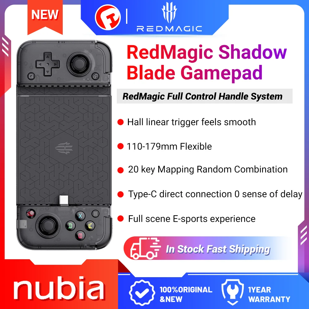 

Redmagic Shadow Blade Gamepad for Redmagic 8s pro for Gaming Phone Textured soft rubber grips E-Sports Handle gamepad Compatible